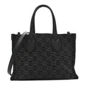 Denim Ophidia GG Monogram Tote Medium Black Grey wholesalehk.shop