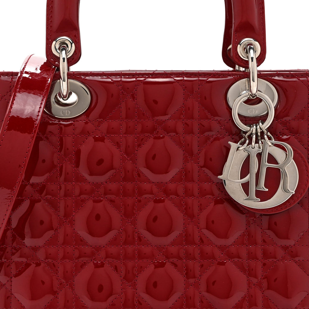 Patent Cannage Medium Lady Dior Red wholesalehk.shop