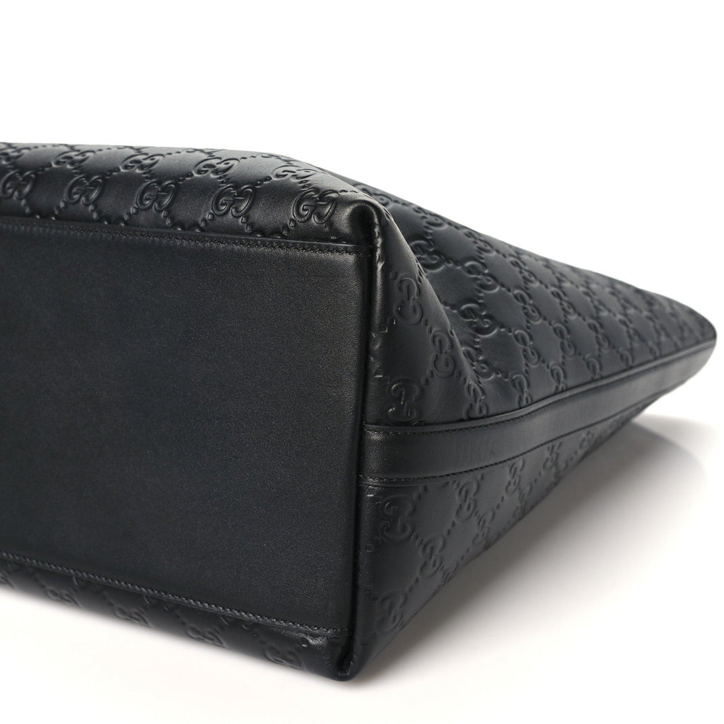 GG Calfskin Embossed Emblem Large Tote Bag Black wholesalehk.shop