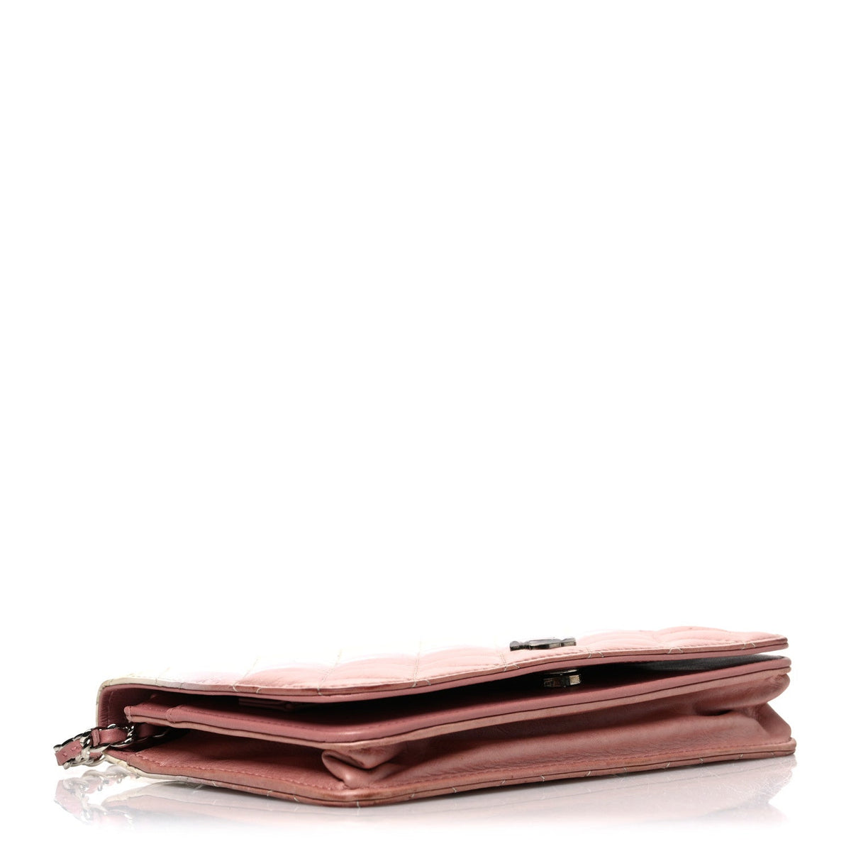 Ombre Patent Calfskin Quilted Wallet on Chain WOC Pink White wholesalehk.shop