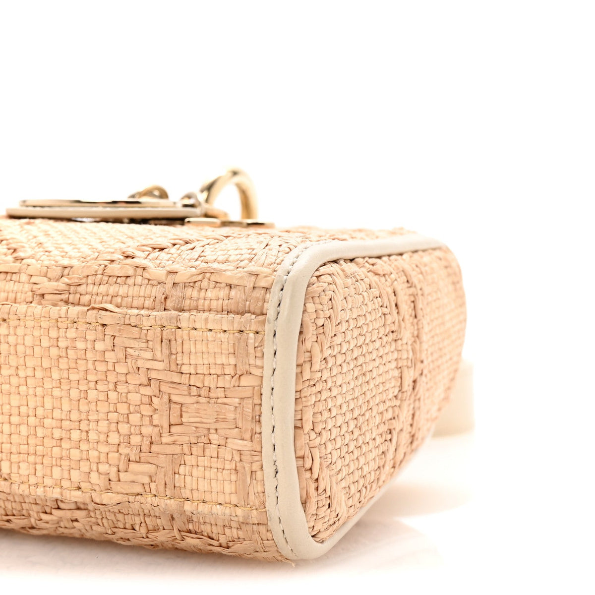 Raffia Macro Cannage Small Lady D-Joy Latte wholesalehk.shop