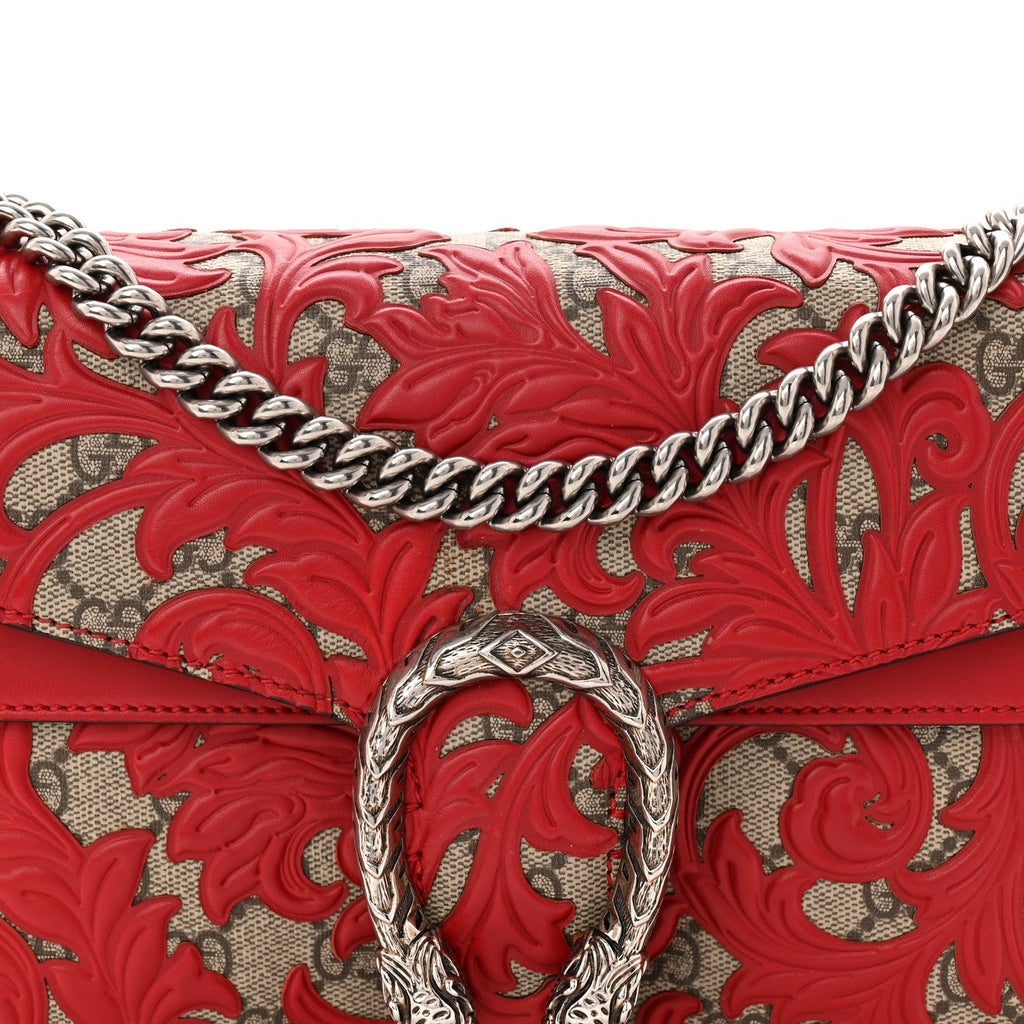 GG Supreme Monogram Arabesque Dionysus Shoulder Bag Hibiscus Red wholesalehk.shop