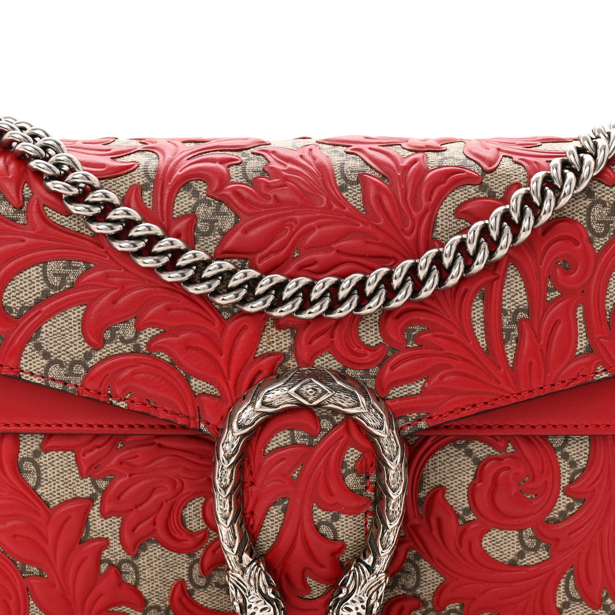 GG Supreme Monogram Arabesque Dionysus Shoulder Bag Hibiscus Red wholesalehk.shop