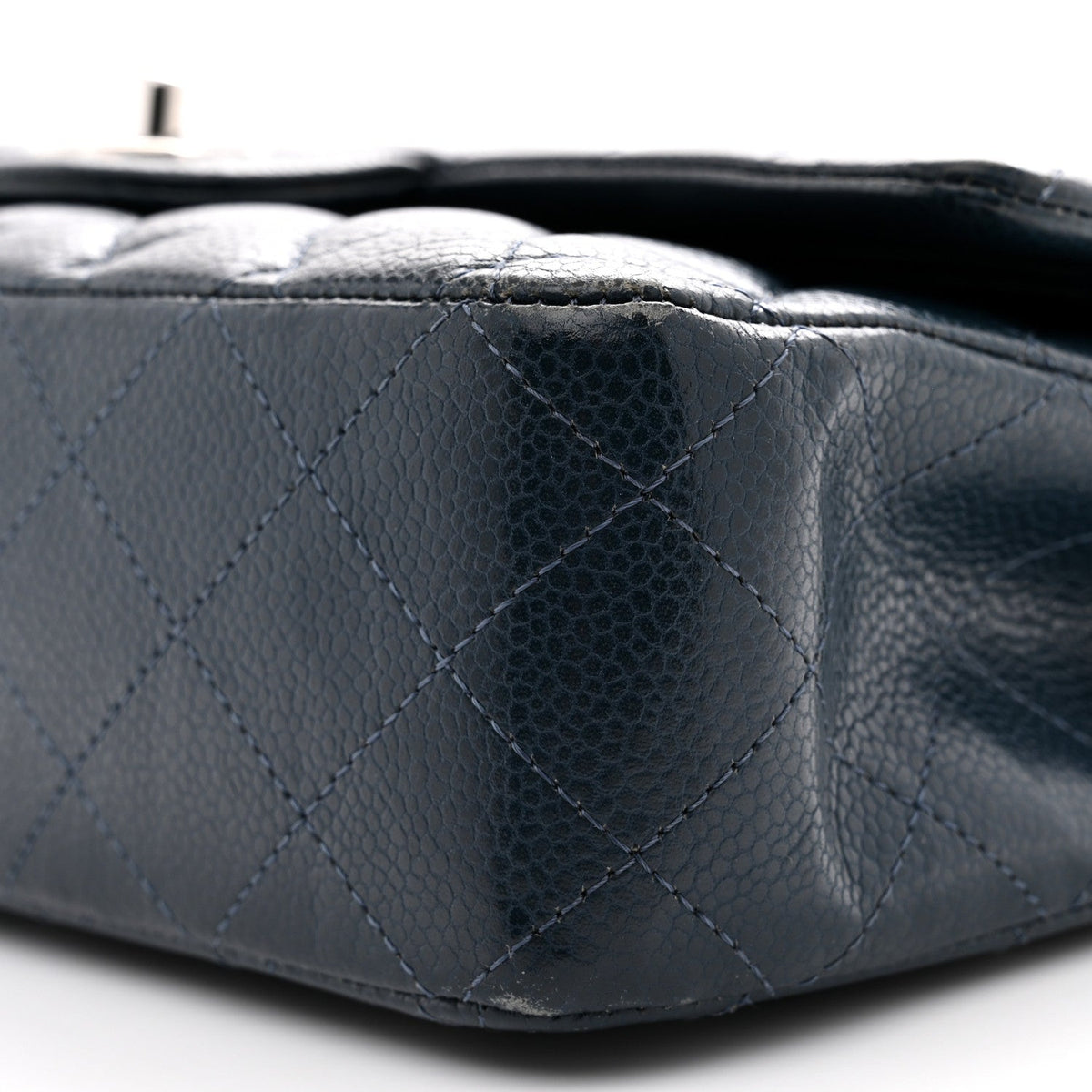 Caviar Quilted Medium Double Flap Navy wholesalehk.shop