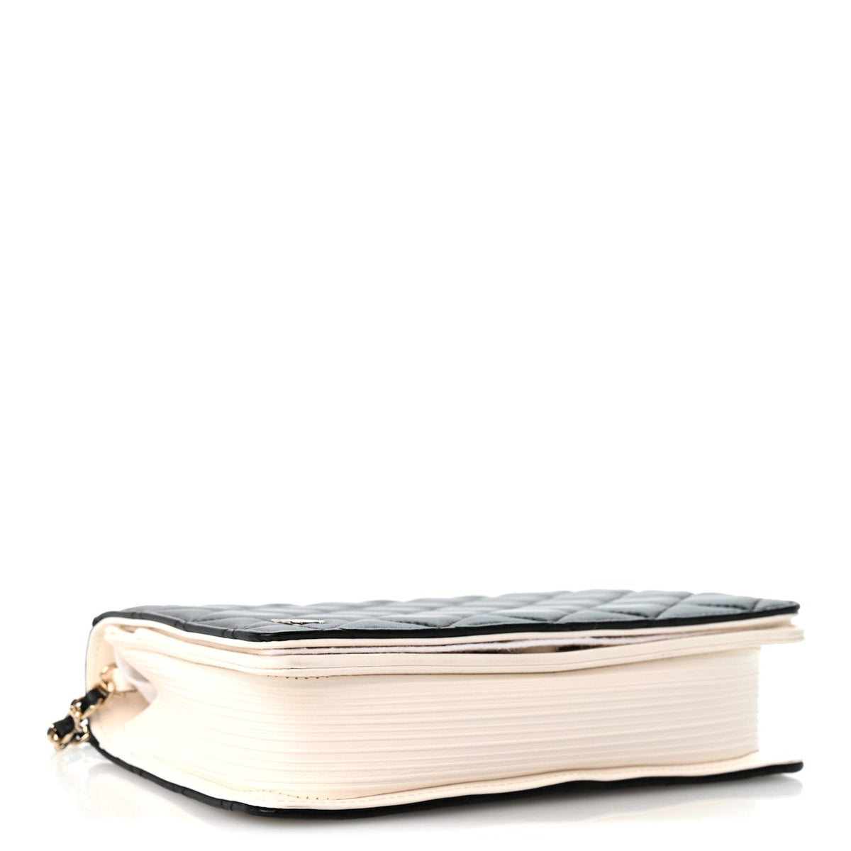 Lambskin Quilted Book Wallet On Chain WOC Black wholesalehk.shop