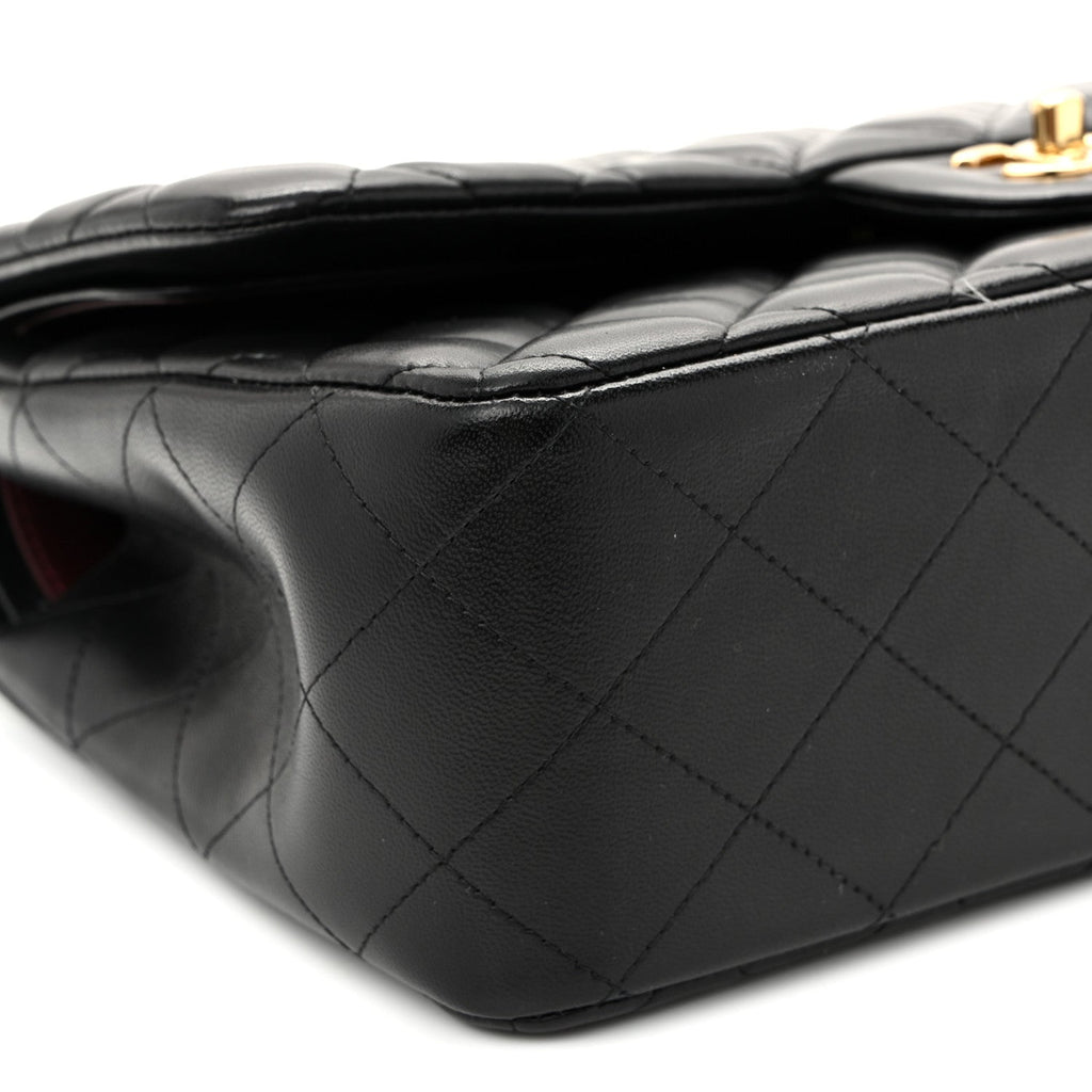 Lambskin Quilted Jumbo Double Flap Black wholesalehk.shop
