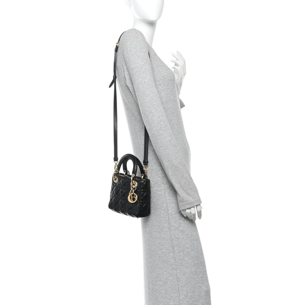Lambskin Cannage Mini Lady Dior Black wholesalehk.shop
