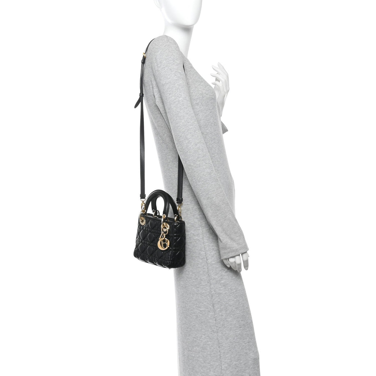Lambskin Cannage Mini Lady Dior Black wholesalehk.shop