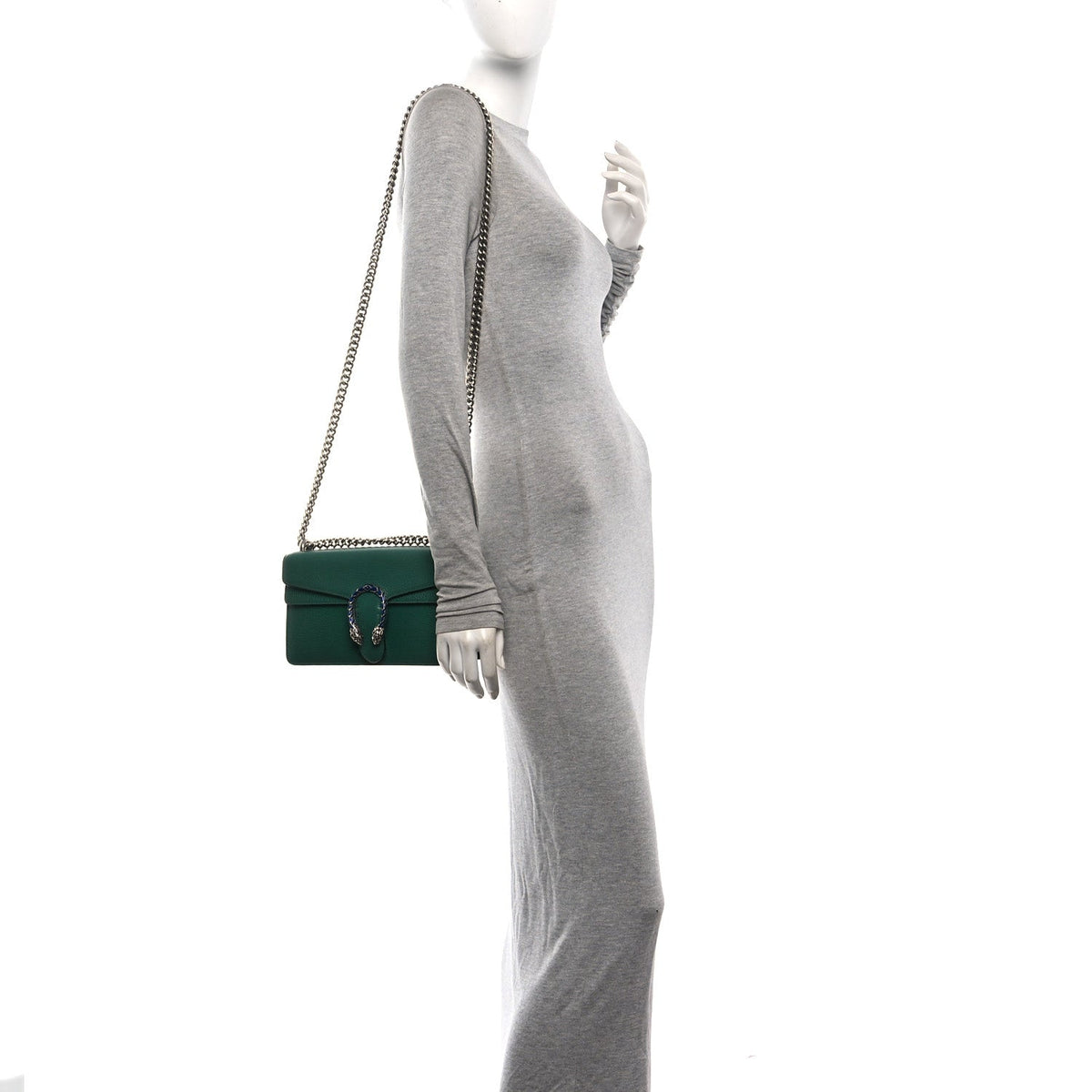 Dollar Calfskin Enamel Small Dionysus Shoulder Bag Emerald Electric Blue wholesalehk.shop