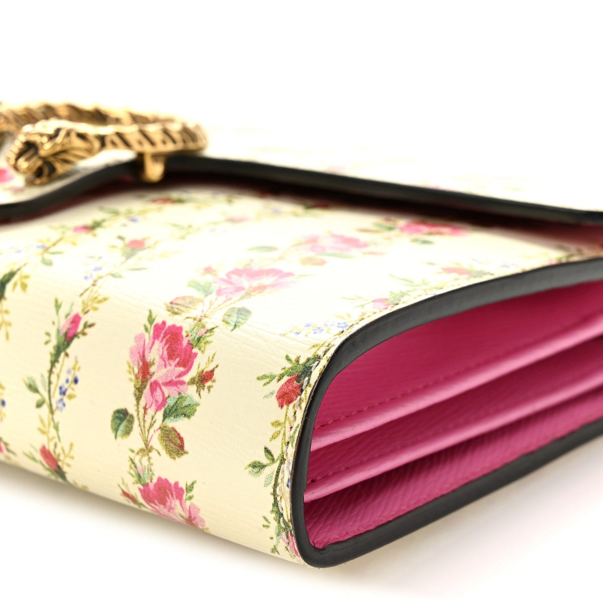 Calfskin Floral Print Mini Dionysus Chain Wallet Ivory Pink wholesalehk.shop