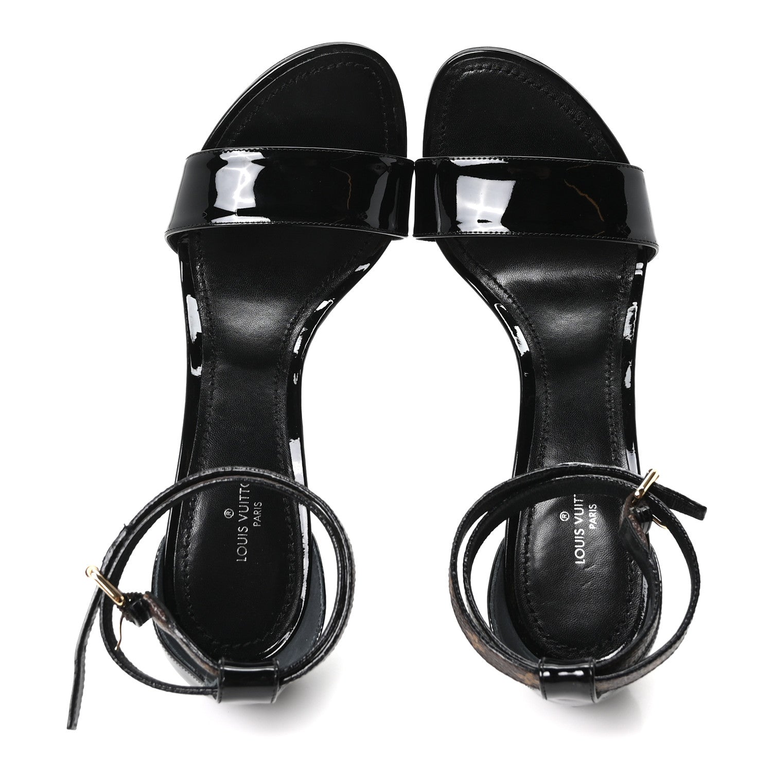 Patent Monogram Call Back Sandals 37 Black £¨ Direct shipment via from wholesalehk.shop
