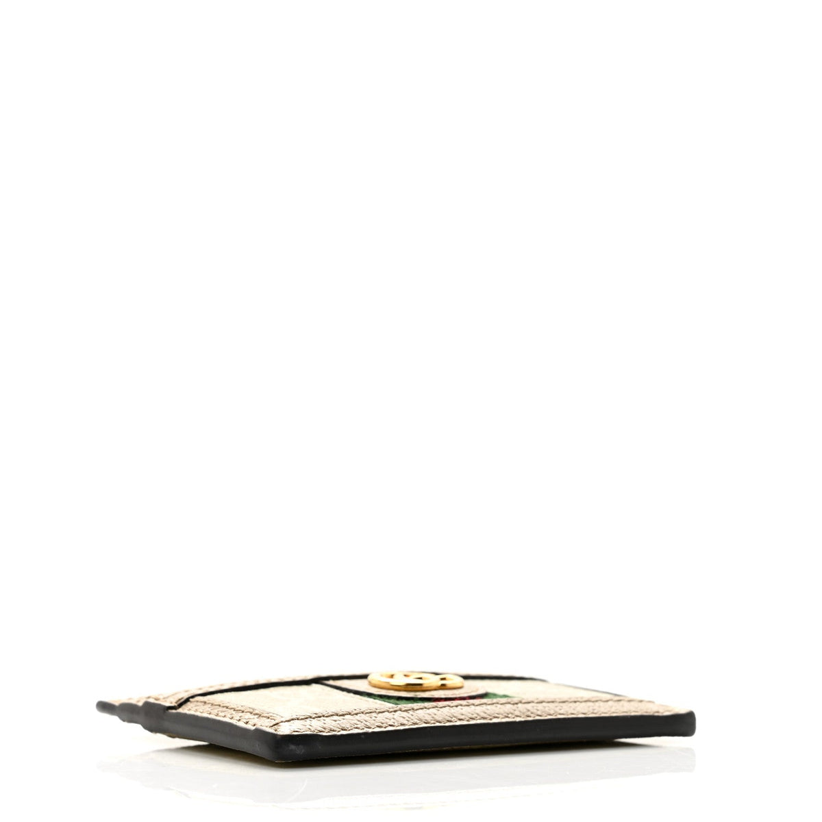 GG Supreme Monogram Textured Dollar Calfskin Web Ophidia Card Holder Beige Mystic White Oatmeal wholesalehk.shop