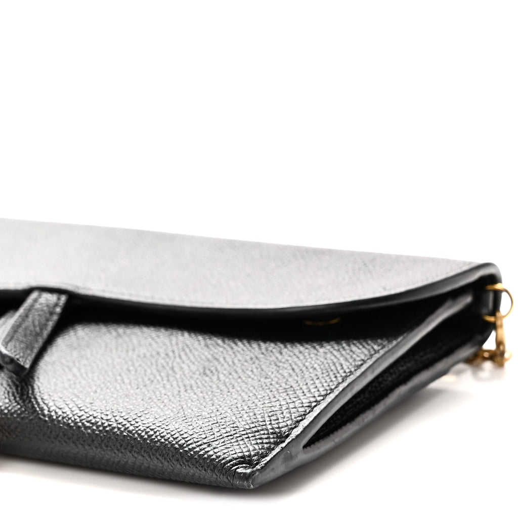 Grained Calfskin Saddle Chain Wallet Pouch Black wholesalehk.shop