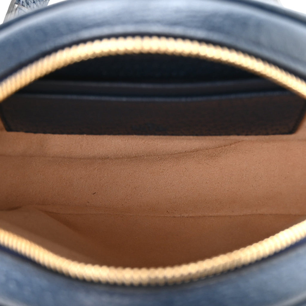 Textured Calfskin Web Mini Ophidia Round Backpack Blue Agata wholesalehk.shop