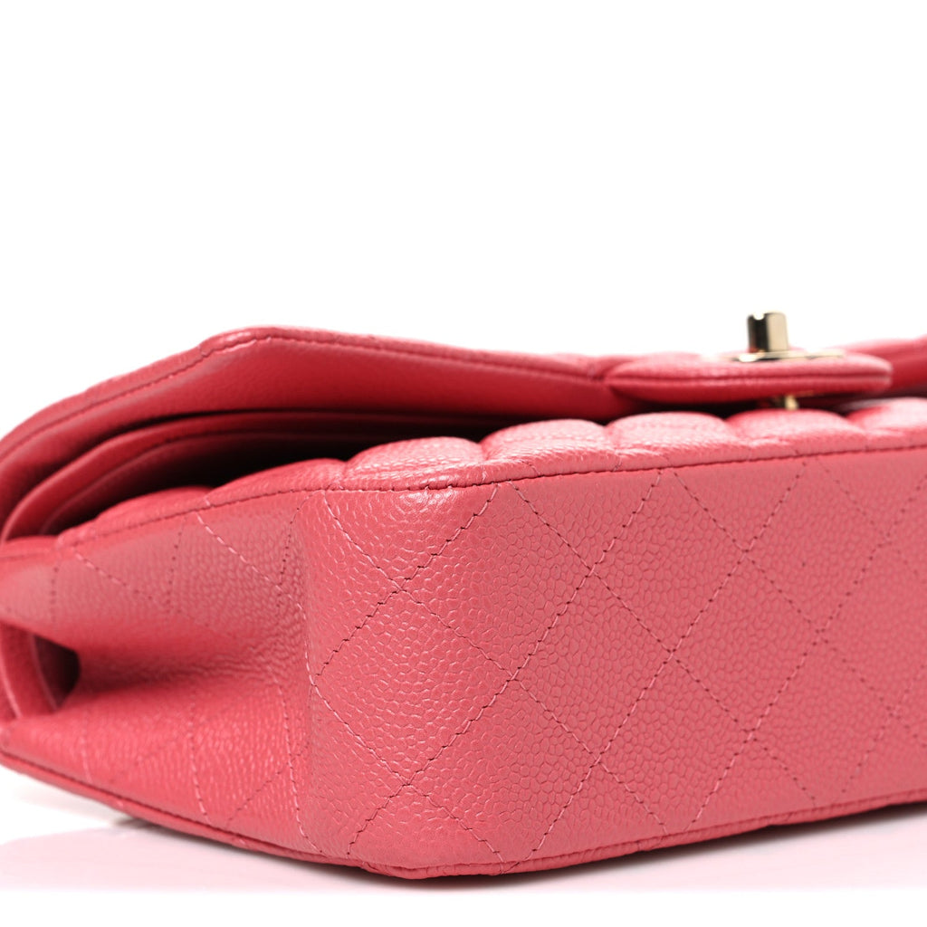 Caviar Quilted Medium Double Flap Pink wholesalehk.shop