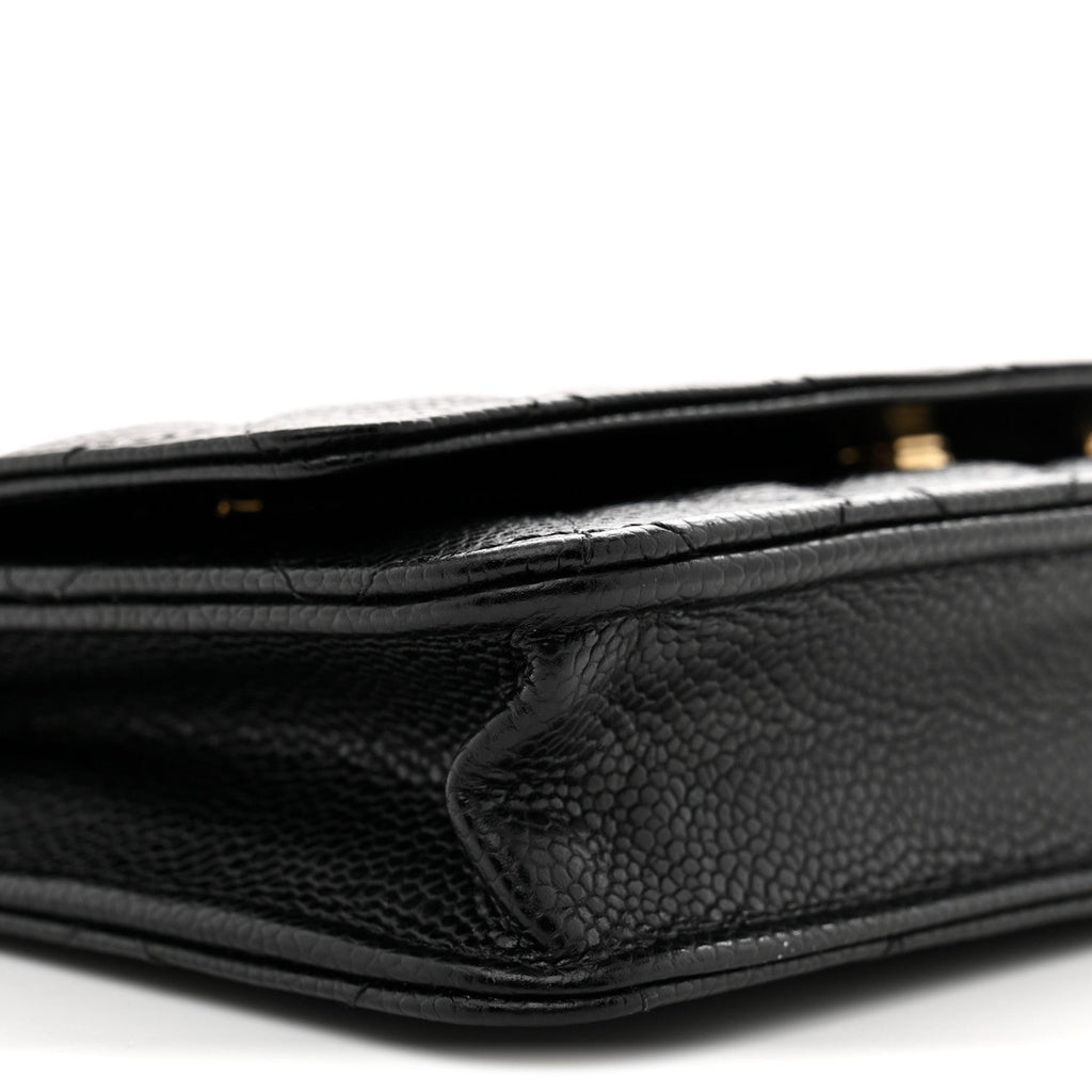 Caviar Quilted Wallet on Chain WOC Black wholesalehk.shop