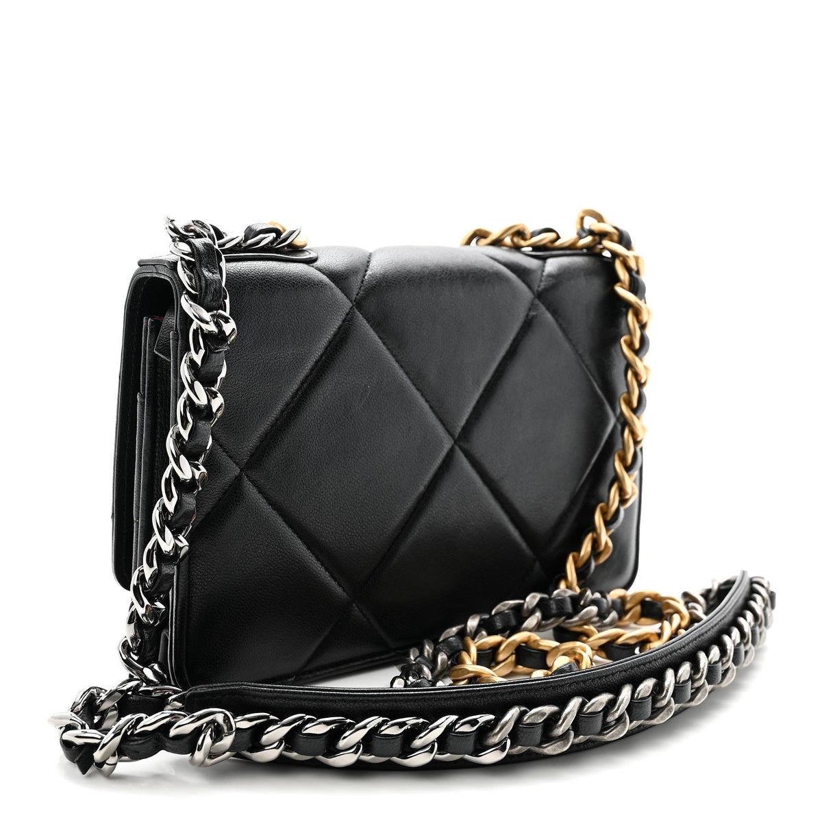 Lambskin Quilted Chanel 19 Wallet On Chain WOC Black wholesalehk.shop