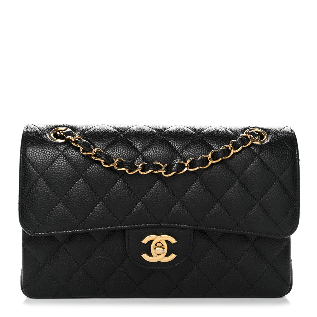 Caviar Quilted Small Double Flap Black wholesalehk.shop