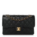 Caviar Quilted Small Double Flap Black wholesalehk.shop