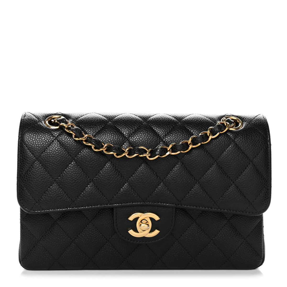 Caviar Quilted Small Double Flap Black wholesalehk.shop