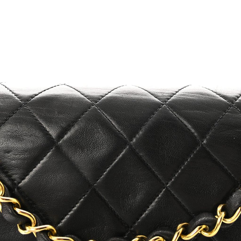 Lambskin Quilted Medium Double Flap Black wholesalehk.shop