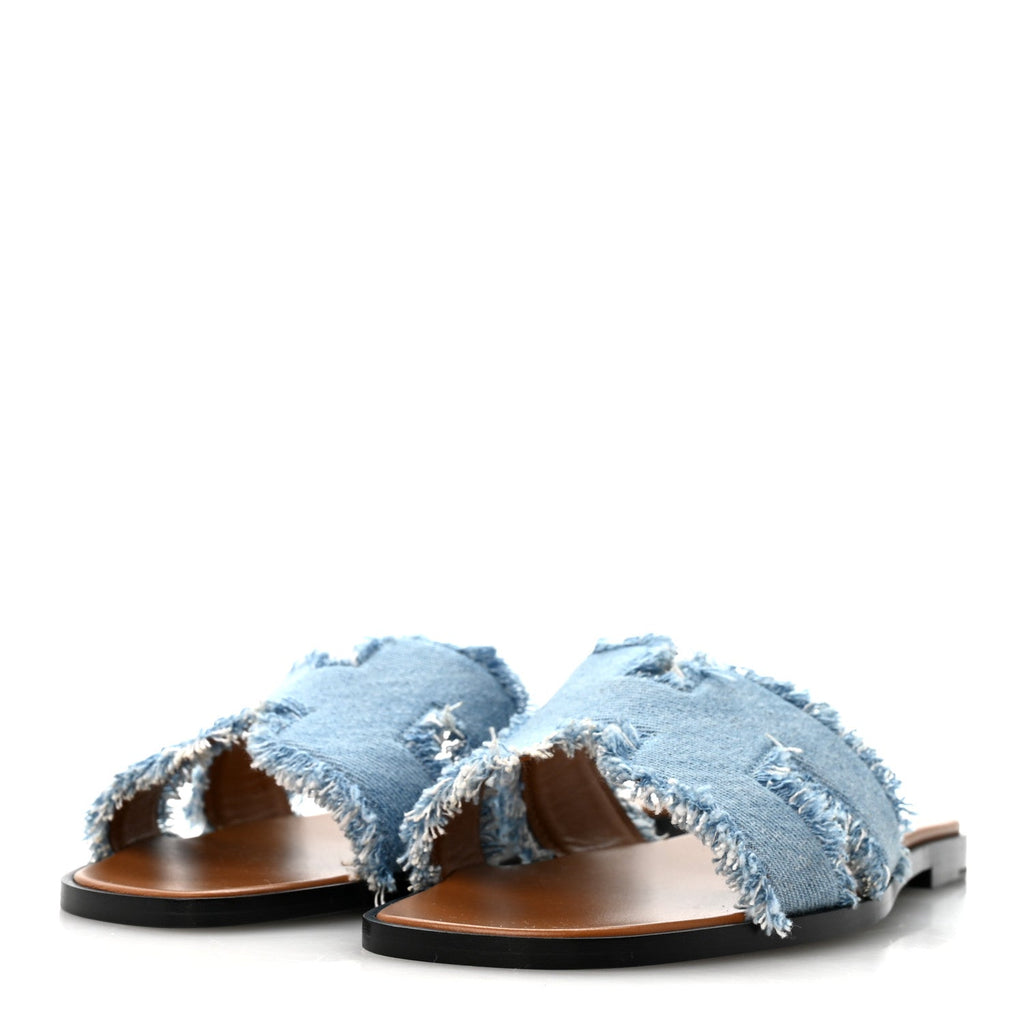 Denim Oran Fringe Sandals 40 Bleu Clair wholesalehk.shop