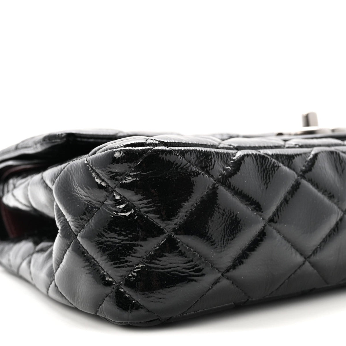 Crumpled Patent Quilted Medium Double Flap Black wholesalehk.shop