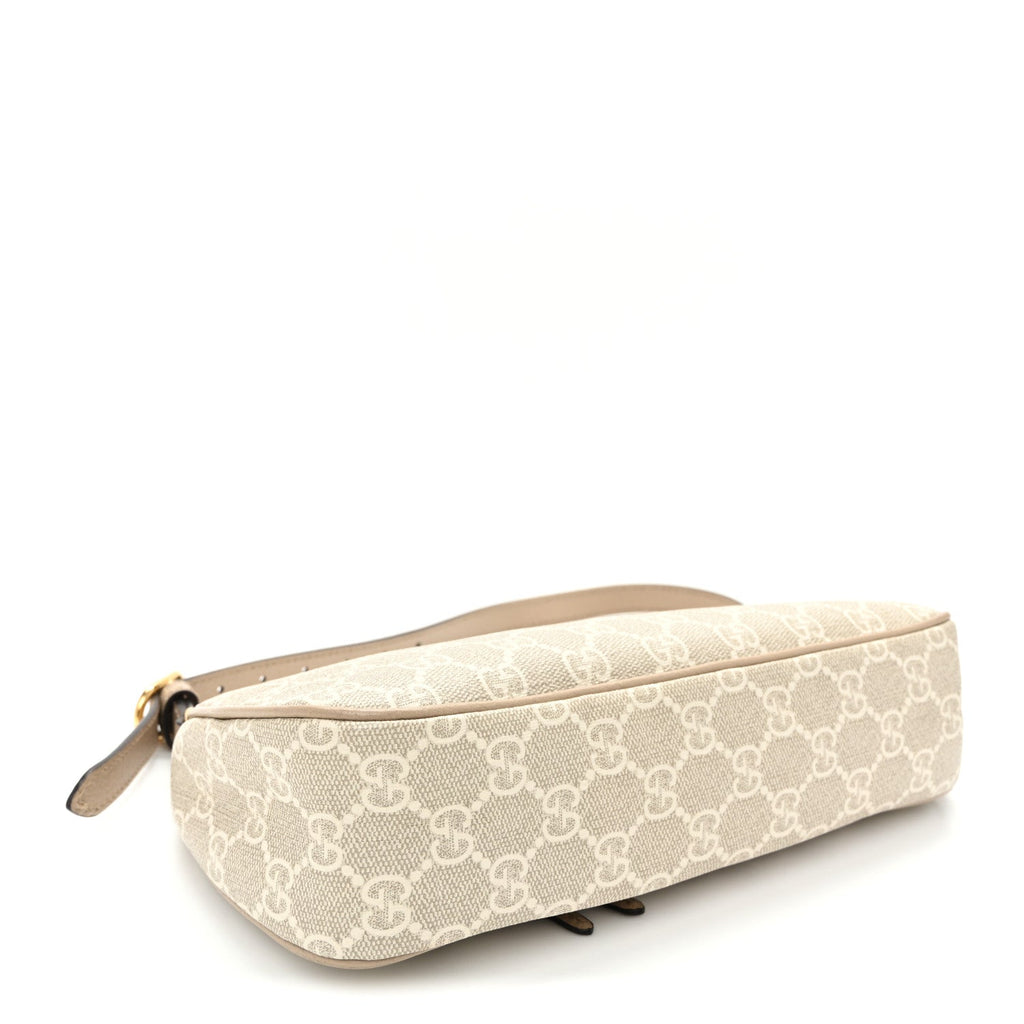 GG Supreme Monogram Textured Dollar Calfskin Small Ophidia Hobo Beige Mystic White Oatmeal wholesalehk.shop