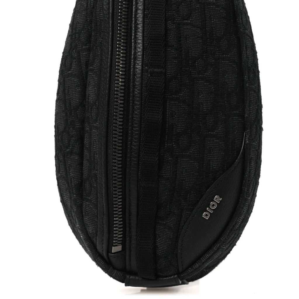 Grained Calfskin Oblique Scarab Sling Bag Black wholesalehk.shop