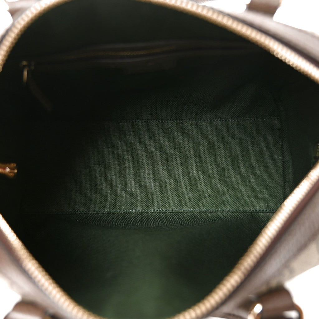 GG Supreme Monogram Web Medium Ophidia Top Handle Bag Beige Dark Brown wholesalehk.shop