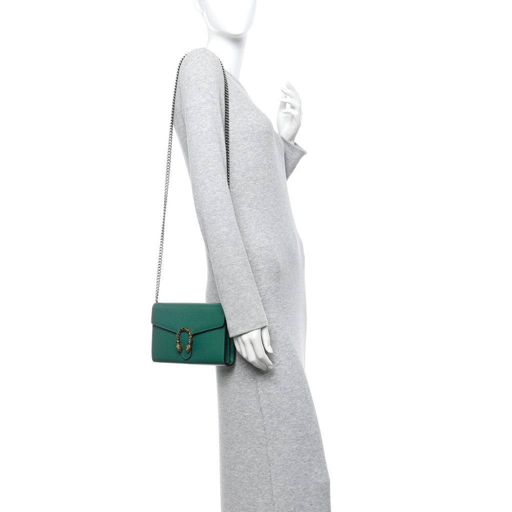 Calfskin Mini Dionysus Chain Wallet Emerald wholesalehk.shop