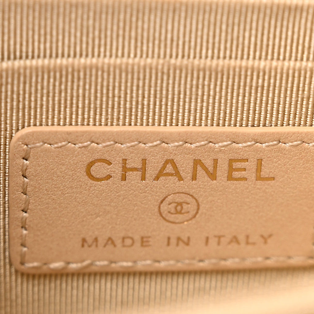Metallic Lambskin Quilted Mini Wallet On Chain WOC Gold wholesalehk.shop