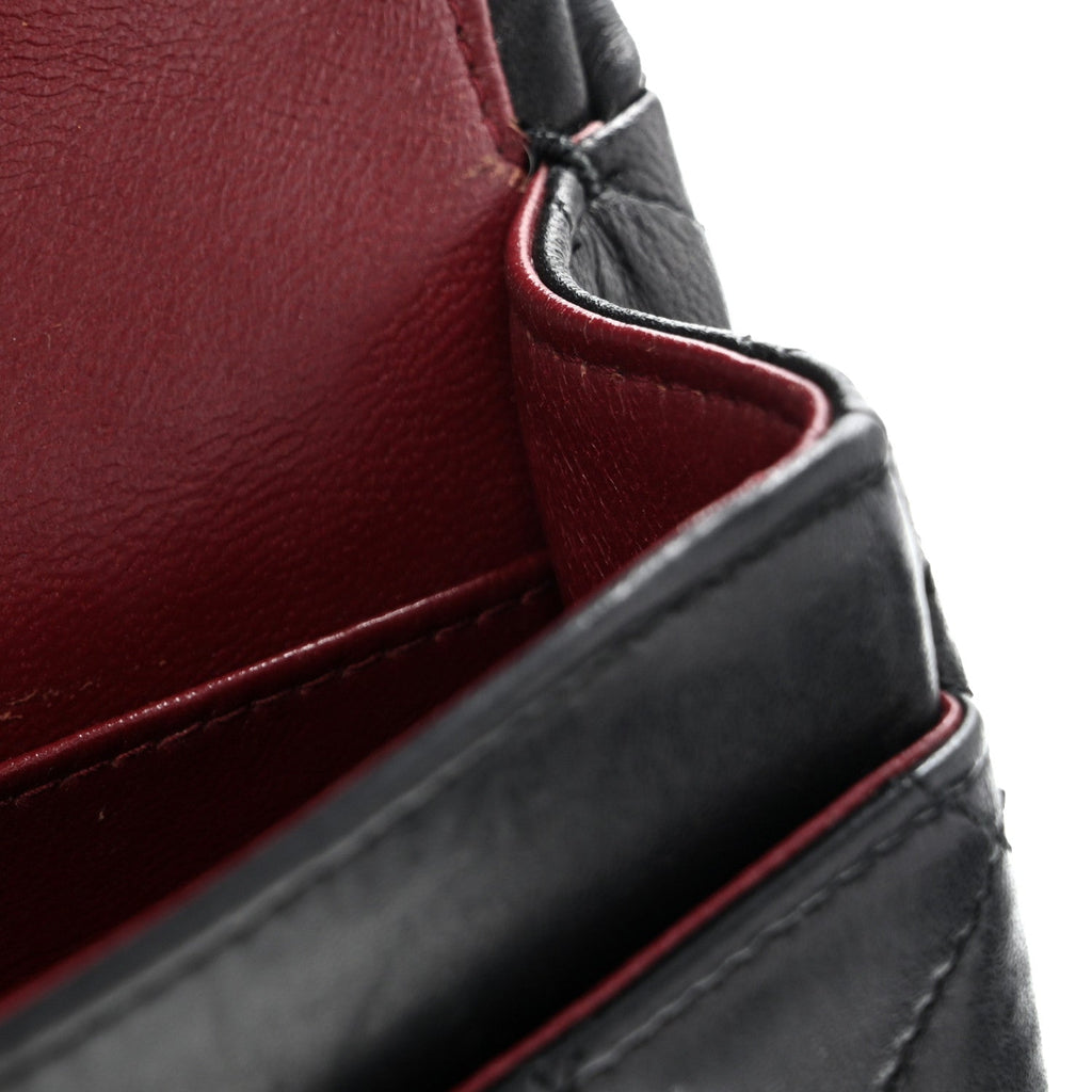 Lambskin Quilted Small Double Flap Black wholesalehk.shop