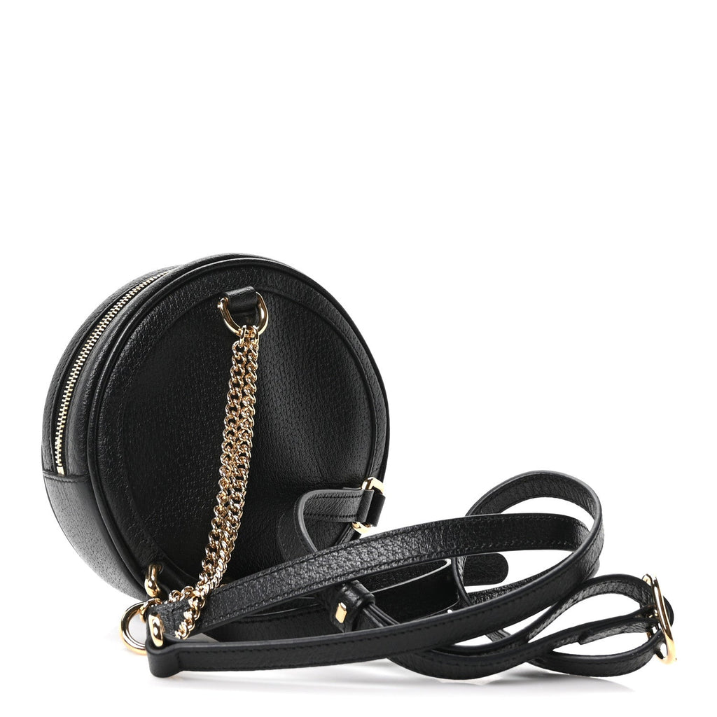 Grained Calfskin Web Mini Ophidia Round Backpack  Black wholesalehk.shop