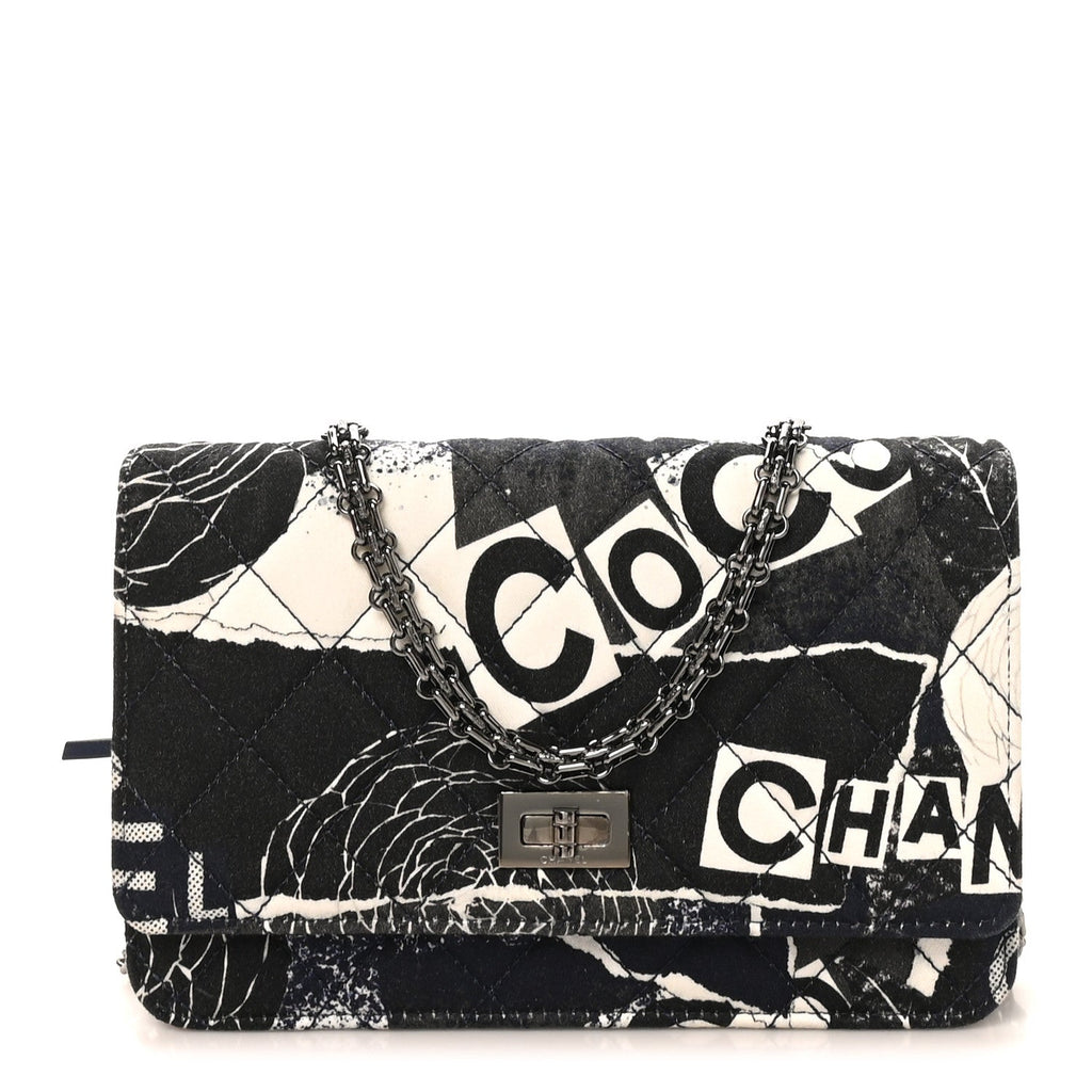Canvas Printed Quilted 2.55 Reissue Wallet On Chain WOC White Black Navy Blue wholesalehk.shop