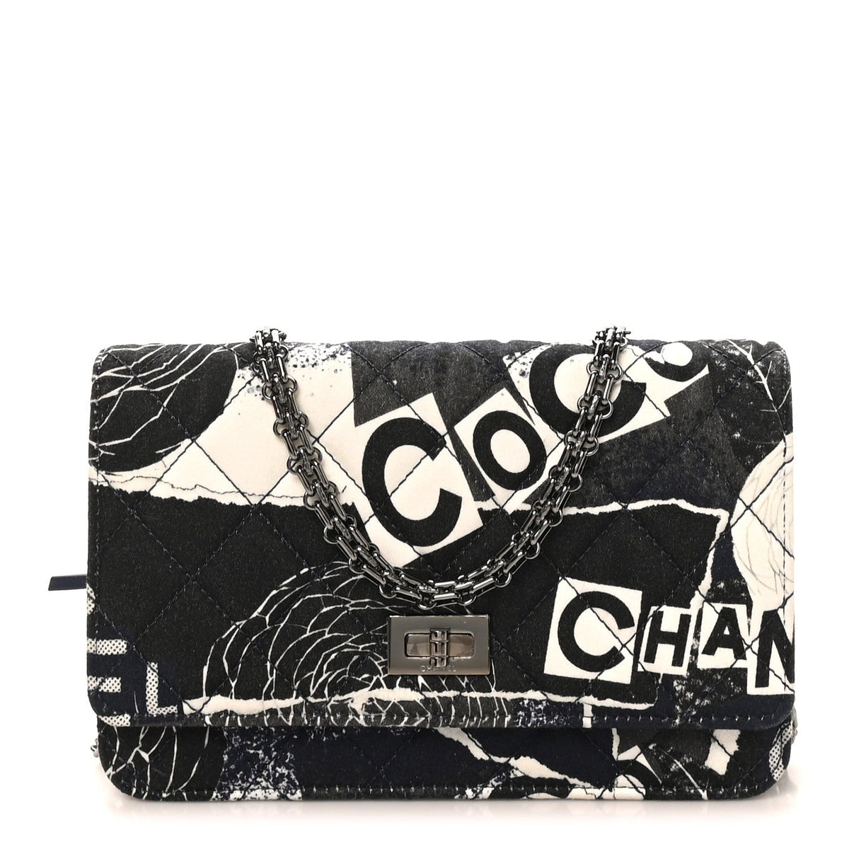 Canvas Printed Quilted 2.55 Reissue Wallet On Chain WOC White Black Navy Blue wholesalehk.shop