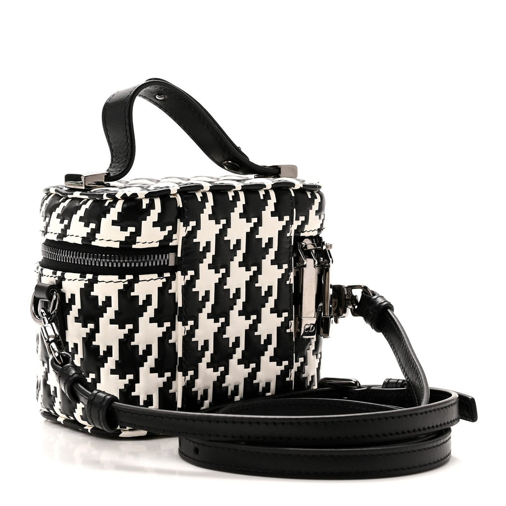 Calfskin Macro Houndstooth Embossed Micro Lady Dior Vanity Case Black White wholesalehk.shop