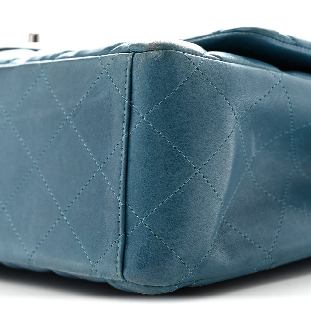 Lambskin Quilted Maxi Double Flap Turquoise wholesalehk.shop