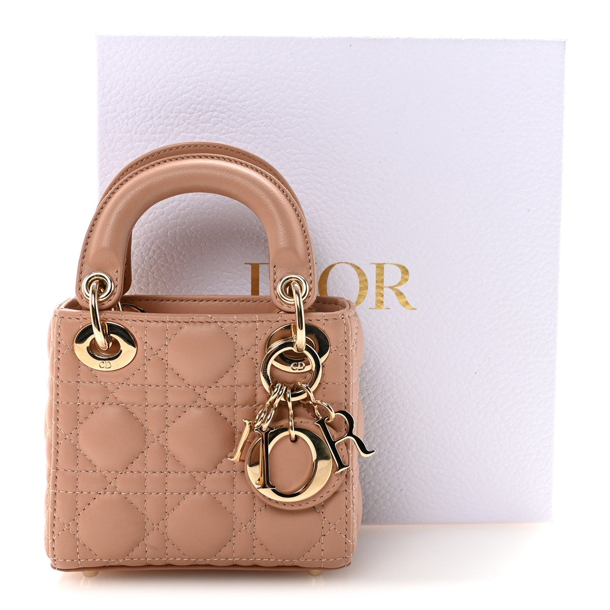 Lambskin Cannage Micro Lady Dior Rose Des Vents wholesalehk.shop