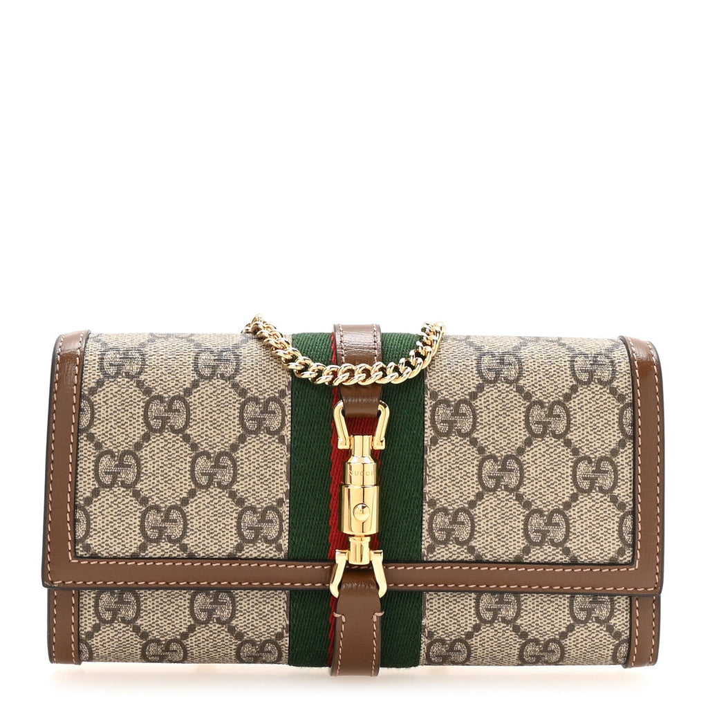 GG Supreme Monogram Azalea Calfskin Web Jackie 1961 Chain Wallet Beige Ebony Brown Sugar £¨ Direct shipment via from wholesalehk.shop