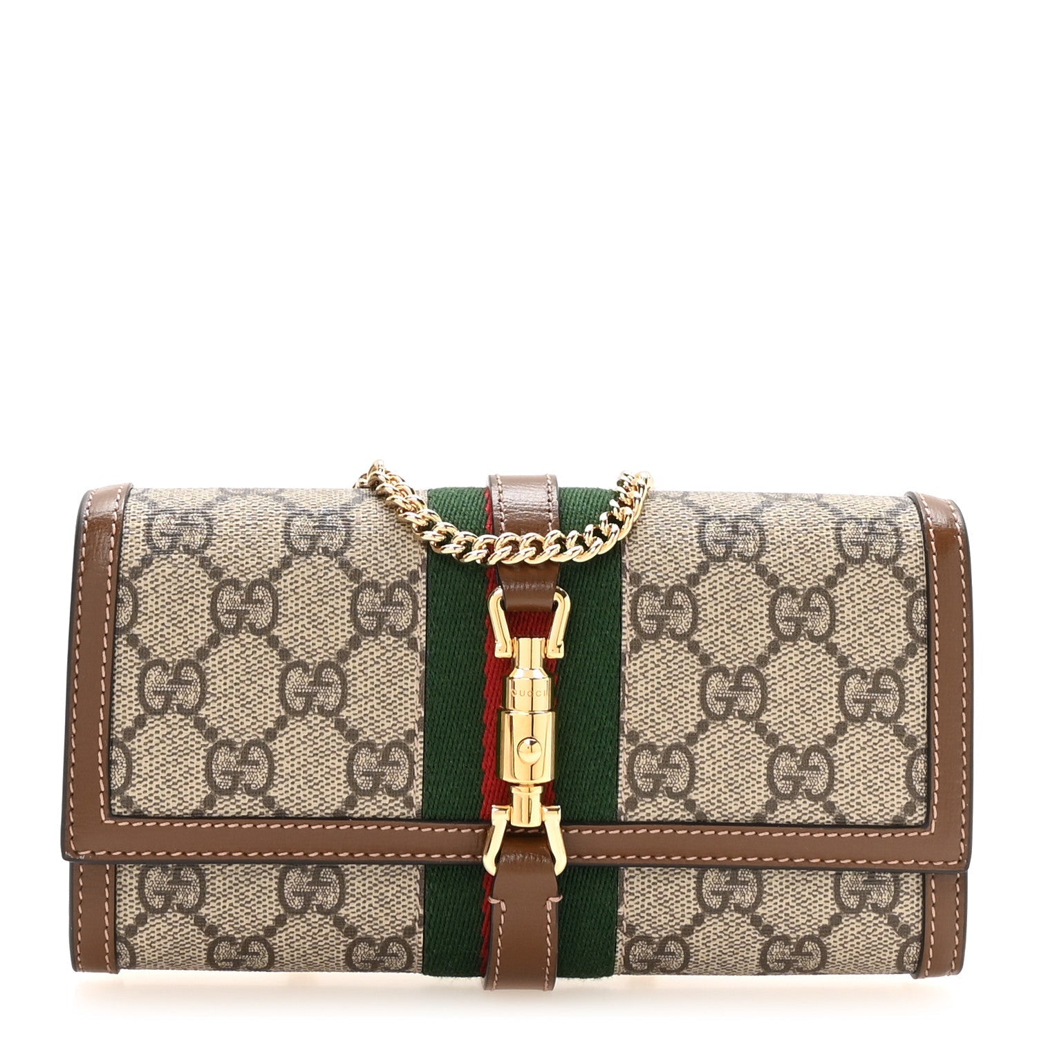 GG Supreme Monogram Azalea Calfskin Web Jackie 1961 Chain Wallet Beige Ebony Brown Sugar £¨ Direct shipment via from wholesalehk.shop