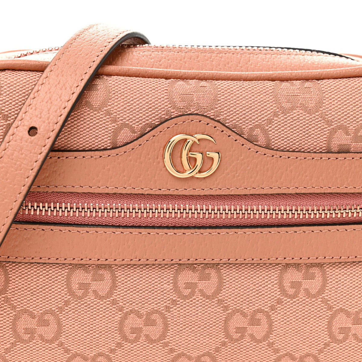 Monogram Textured Dollar Calfskin Mini Ophidia Shoulder Bag Cloche Rose Pink wholesalehk.shop