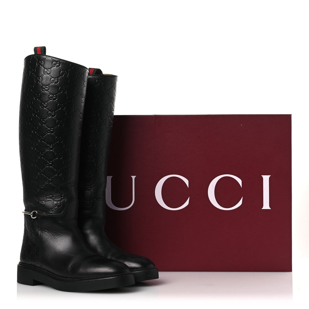 Guccissima Real Betis Glamour Calfskin Michelangelo Slim Horsebit Riding Boots 39.5 Black £¨ Direct shipment via from wholesalehk.shop