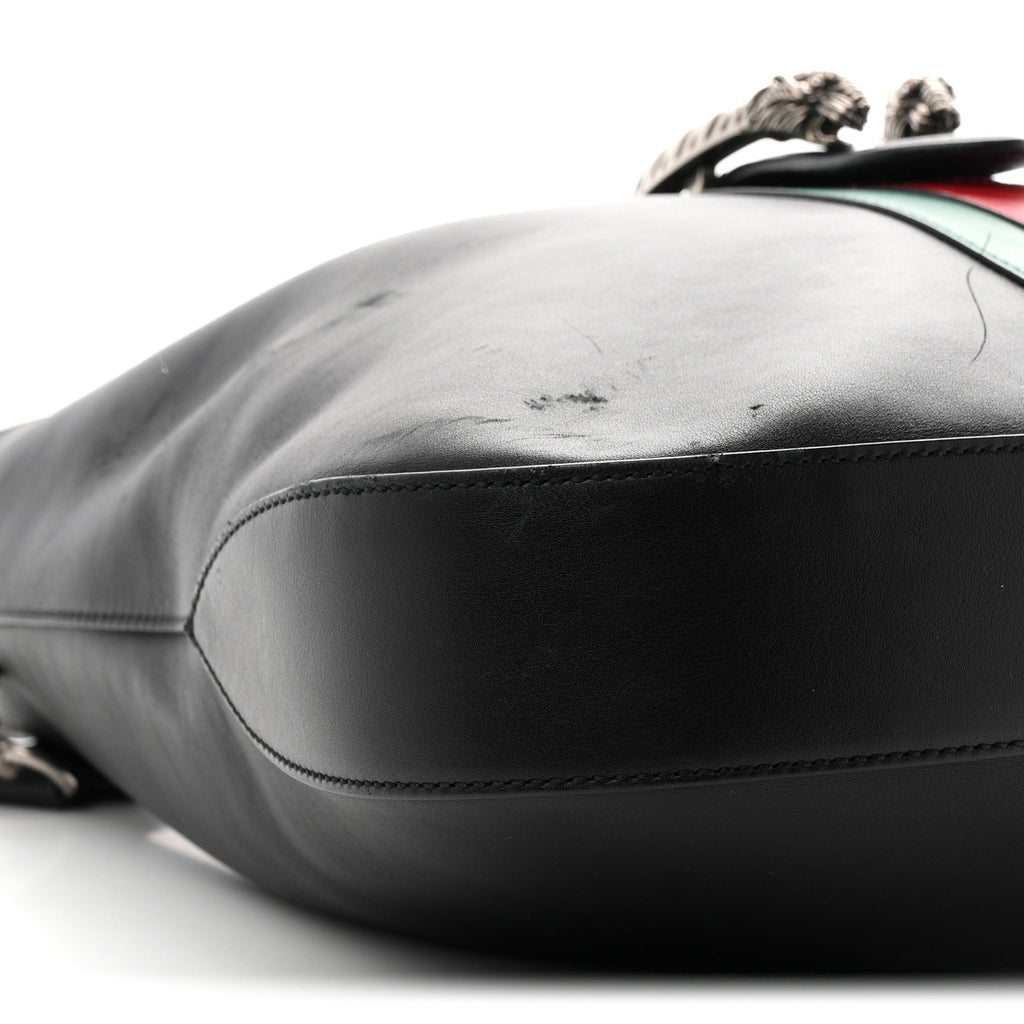 Calfskin Web Stripe Medium Dionysus Hobo Black wholesalehk.shop