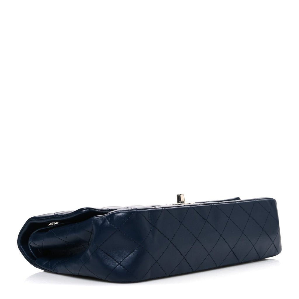 Lambskin Quilted Medium Double Flap Navy wholesalehk.shop