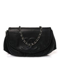 Lambskin Half Moon Wallet On Chain WOC Black wholesalehk.shop