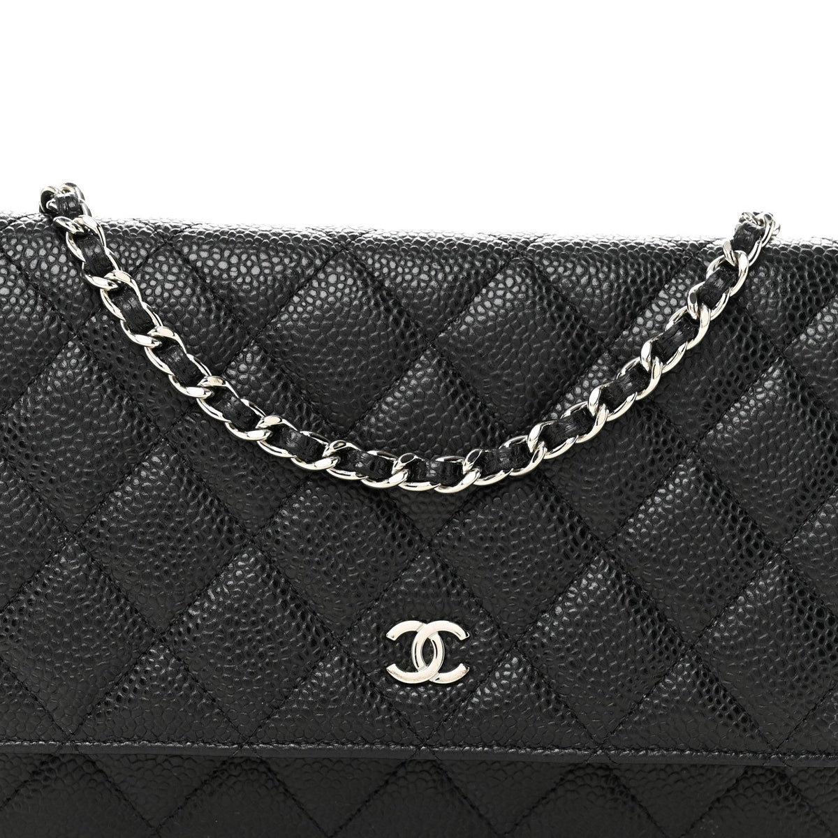 Caviar Quilted Wallet on Chain WOC Black wholesalehk.shop