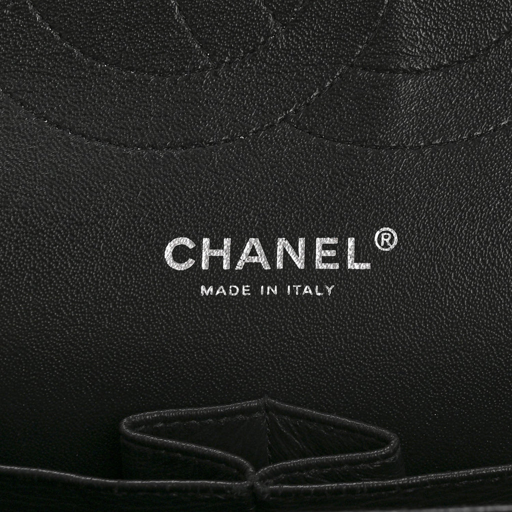 Shiny Crumpled Calfskin Quilted Jumbo Double Flap So Black wholesalehk.shop