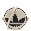 X ADIDAS Textured Dollar Calfskin Web Trefoil Logo Small Ophidia Round Shoulder Bag Off White Black wholesalehk.shop