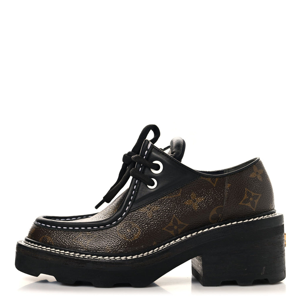 Monogram Calfskin Beaubourg Platform Derby Shoes 36 Brown £¨ Direct shipment via from wholesalehk.shop